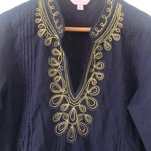Lilly Pulitzer Navy embellished tunic. Like new.